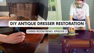 Antique Dresser RESTORATION | Living Room Reno Ep 2 | Renee Renovates