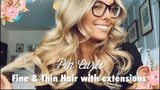 Pin Curls | Fine & Thin Hair using Luxy 16" Clip In Classic Extensions