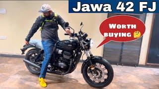 2025 Jawa 42 FJ Details Review  | Black Jawa 42 FJ Feature Engine Exhaust note  | On Road Price￼