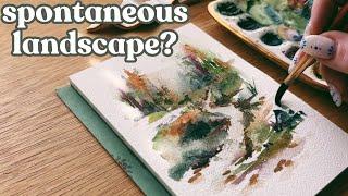 Using spontaneous painting techniques to paint a watercolor landscape with out any planning