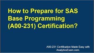 Latest | SAS Base Programming | A00-231 Certification | Preparation Tips