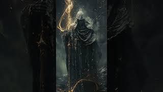 Black Lord, Grey Robe, Golden Staff, Black Marble Carving, Surrounded by Hell's Gate