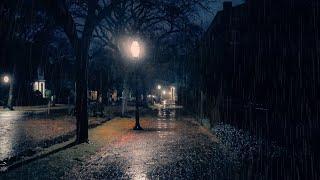 3AM Rain Walk - Salem, Massachusetts (4K) | Binaural Rain on Umbrella (The Night Before Halloween)