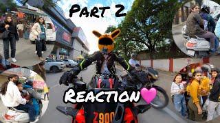 Cute Girl Reaction on Kawasaki Z900 | Bunny Helmet Cover | Part 2 #z900 #kawasaki #cute #reaction