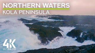 Crashing Ocean Waves White Noise to Calm Down & Relax - 4K Voice of Northern Waters, Kola Peninsula