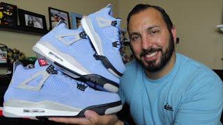 Jordan 4 University Blue (UNC) Adult, Grade School (GS) and Preschool (PS) In Hand Review