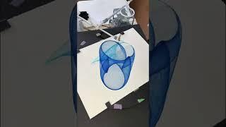 Three shades of blue. Drawing machine action.