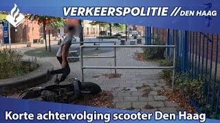 Korte achtervolging op de scooter.in Den Haag