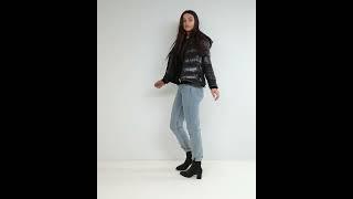 BRAVE SOUL Shiny Geneva Puffer-Jacket Coat Wetlook Black Women | Asos