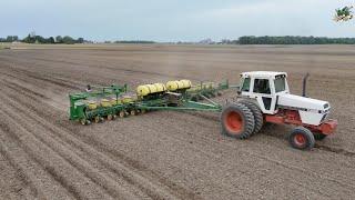 Planting Corn with a Case 2290 Tractor & 16 Row John Deere Planter