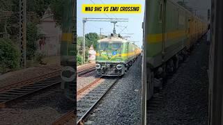 Aggressively Emu Vs WAG 9HC Crossing #railway #train #rail #wag9hc #virals #shorts #trending #video