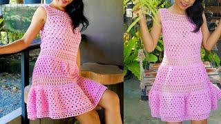 How to crochet granny stitch summer  dress for beginners| All size