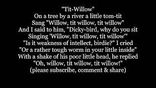 TIT- WILLOW The MIKADO Lyric Words Gilbert & Sullivan Broadway musical sing along music Titipu song