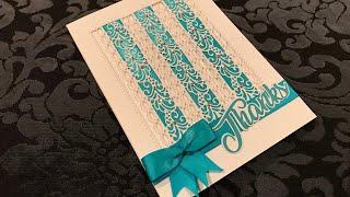 Ribbon and fancy border dies  for this awesome card / use your ribbon up now / #TeamTinyGrateful