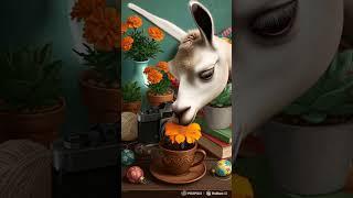 Whimsical AI: The Llama, the Flower, and the Cup! 