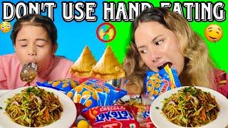 Indian snacks mukbang | no use hand eating food challenge | funny food challenge | #foodchallenge