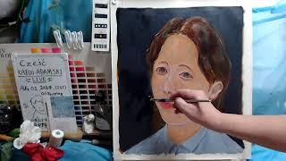 Oil painting  portrait day 3 op13x1-3  [LIVE]--  "Contemporary art"