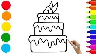 How to draw a birthday cake | step by step