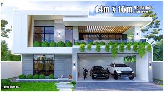 Modern House | 2 Storey House Design | 14m x 16m with 5 Bedrooms