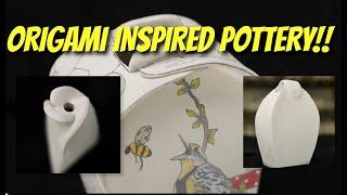 Three Easy Folded Pottery Projects - Origami Inspired Pottery with FREE TEMPLATES!