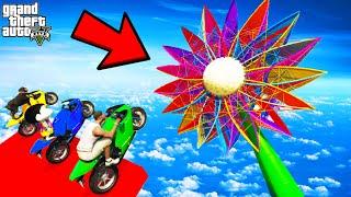 FRANKLIN TRIED IMPOSSIBLE GIANT SKY FLOWER MEGARAMP PARKOUR CHALLENGE IN GTA 5 | SHINCHAN and CHOP