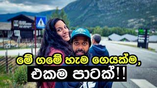 මේ ගමේ හැම ගෙයක්ම එකම පාටක් උනේ කොහොමද ?norway travel life,on the way to Geiranger