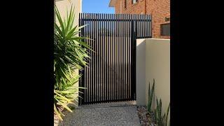 Battens Face Fixed Frame Behind Aluminium Sliding Pedestrian Swing Gates Gold Coast Habitat Gate Co