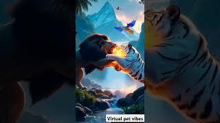 Black Lion vs. White Tiger in a Dreamlike Jungle!"  #DreamlikeJungle #LionVsTiger #EpicBattle