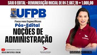 UFPB - Noções de Administração - Pós-EDITAL - Prof. Giovanna Carranza