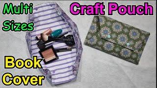 DIY How to sew and draft pattern for book cover/cosmetic/craft pouch. One pattern in multiple sizes