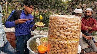 Eating Yummy Panipuri (Fuchka/Bhelpuri) Bangladeshi Street Food of Dhaka Duyel Chottor- Bengali food