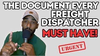 Freight Dispatcher: YOU NEED THIS DOCUMENT AS A FREIGHT DISPATCHER!!