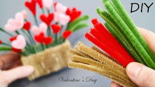 ️VERY CUTE ️How to make hearts in a pot from pipe cleaner ️Valentine's Day gift