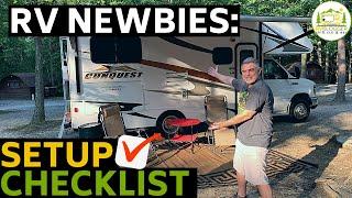 How to Setup Your RV Campsite for Beginners - Water, Sewer, Electric and Gear PLUS Newbie Checklist!