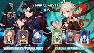 C0 WRIOTHESLEY/FURINA MELT x C0 KAZUHA HYPERBLOOM | Spiral Abyss 4. 6 | 9* |