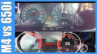 BMW M4 F82 vs BMW 650i F13 0-260 km/h Acceleration BATTLE! Autobahn Test