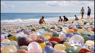 Hunting for raw gemstones. Manufacture and production of natural, precious gemstones, Rainbow Beach