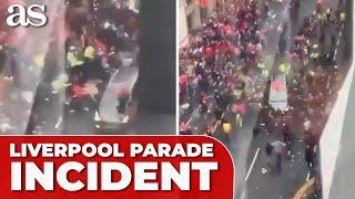 A CAR RUNS OVER multiple people during LIVERPOOL PARADE