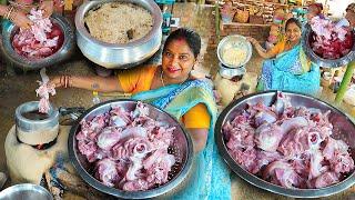 मटन करी राइस Mutton curry pulao Cooking & Eating | VILLAGE MARRIAGE FOOD | SPICY MUTTON CURRY & RICE