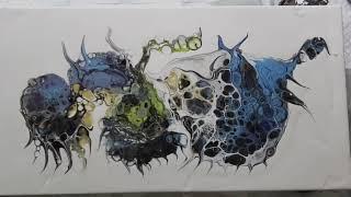 The Original Life in Splatters Fantastical Creatures.. Layered flip cup and shmear technique