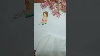 Creative Dress With Tissue Paper | Fashion Illustration #shorts #youtubeshorts #creativeart #girl