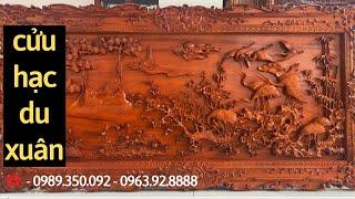 Sửng Sốt - tấm tranh phong thủy " CỬU HẠC DU XUÂN " rất đẹp và ý nghĩa ( thế giới đồ gỗ )