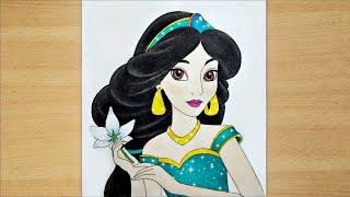 How to draw Disney Princess - Jasmine / Easy / step by step / how to draw princess