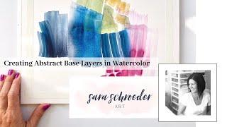 Using multiple colors to create the base layer of an abstract watercolor composition