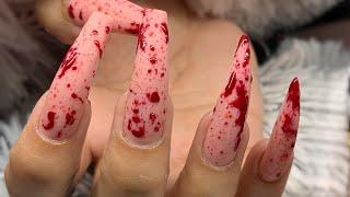 My Client Left Her Appt Bleeding  Easy Blood Splatter Halloween Nails