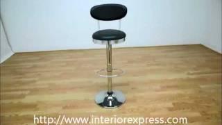 InteriorExpress Aden Black Vinyl Chrome Adjustable Swivel Bar Stool