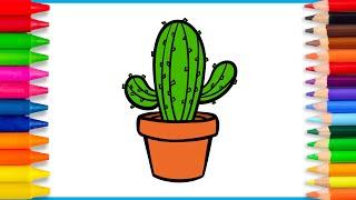 How to draw a Cactus Step by Step || Cactus Drawing || Cactus Plant Drawing for beginners.