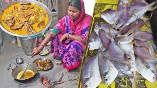 দুপুরের খাবারে ভাতের সাথে টাটকা ছোট সাইজের পমফ্রেট মাছের কচি বেগুন দিয়ে সরষে পোস্ত ঝাল রান্না করলাম