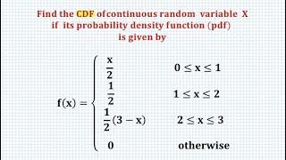 To find CDF when PDF of continuous random variable is given