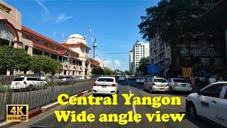 Scenic Drive Central Yangon in Wide View, September 2019 in 4K